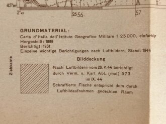 Deutsche Heereskarte "Offanengo"   Italien, Maße 45 x 50 cm, datiert 1944, ungebraucht