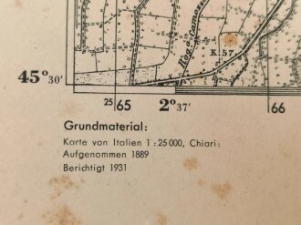 Deutsche Heereskarte "Chiari"   Italien, Maße 45 x 50 cm, datiert 1944, ungebraucht