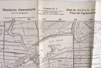 Deutsche Heereskarte "Foce del Tagliamento"   Italien, Maße 50 x 56 cm, datiert 1944, ungebraucht