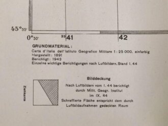 Deutsche Heereskarte "Foce del Tagliamento"   Italien, Maße 45 x 50 cm, datiert 1944, ungebraucht