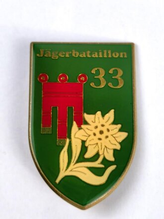Österreich, Truppenkörperabzeichen Bundesheer  " Jägerbataillon 33  ",  Maße 38 x 60 mm