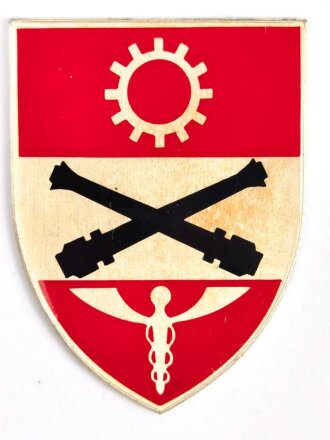 Österreich, Truppenkörperabzeichen Bundesheer  " Feldzeugtruppen- Schule ",  Maße 43 x 58 mm, Rückseitig mit Kleberesten