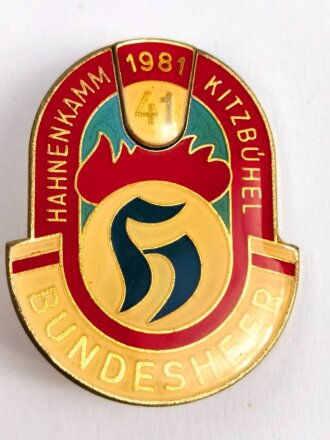 Österreich, Abzeichen Hahnenkamm 41 ( 1981 ) Kitzbühel " Bundesheer "  Maße 34 x 43 mm