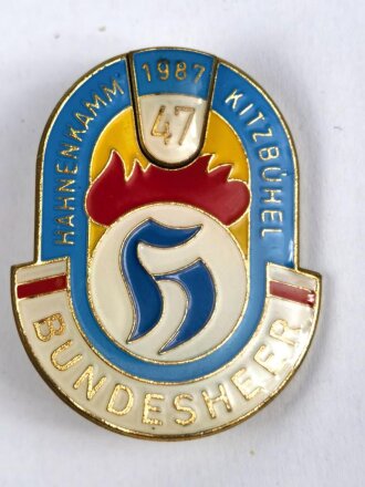 Österreich, Abzeichen Hahnenkamm 47 ( 1987 ) Kitzbühel " Bundesheer "  Maße 34 x 43 mm