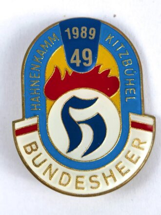 Österreich, Abzeichen Hahnenkamm 49 ( 1989 ) Kitzbühel " Bundesheer "  Maße 34 x 43 mm