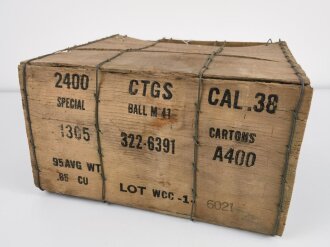 U.S. Army , wooden crate for "2400 Cal.38 Ball M41...