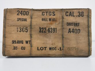 U.S. Army , wooden crate for "2400 Cal.38 Ball M41...