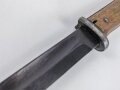 Seitengewehr M84/98 für K98 der Wehrmacht. Nummerngleiches,  getragenes Stück. Hersteller 43 asw, Halter für Koppelsschuh wackelt