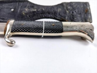 Extraseitengewehr KS98 Wehrmacht im Lacklederkoppelschuh. Saubee Klinge von Hörster Solingen. Scheide Originallack