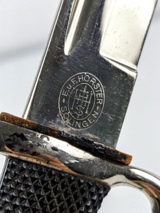 Extraseitengewehr KS98 Wehrmacht im Lacklederkoppelschuh. Saubee Klinge von Hörster Solingen. Scheide Originallack