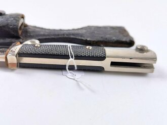 Extraseitengewehr KS98 Wehrmacht im Lacklederkoppelschuh. Saubee Klinge von Hörster Solingen. Scheide Originallack