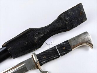 Extraseitengewehr KS98 Wehrmacht im Lacklederkoppelschuh. Saubee Klinge von Hörster Solingen. Scheide Originallack