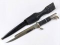 Extraseitengewehr KS98 Wehrmacht im Lacklederkoppelschuh. Saubee Klinge von Hörster Solingen. Scheide Originallack