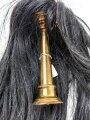 Kaiserreich, schwarzer Rosshaarbusch mit goldenem Trichter für eine Pickelhaube. der Trichter ist eine neuzeitliche Sammleranfertigung