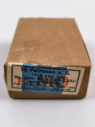 Patronenschachtel Wehrmacht für 15 Patronen " Für MG" datiert 1943