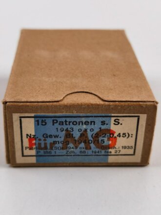 Patronenschachtel Wehrmacht für 15 Patronen " Für MG" datiert 1943
