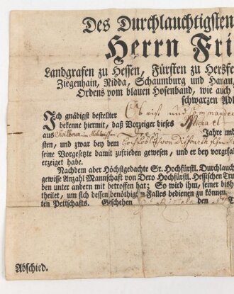 Hessen, Militärabschied eines Angehörigen der...