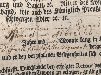 Hessen, Militärabschied eines Angehörigen der Kontinentalarmee im Amerikanischen Unabhängigkeitskrieg 1775-1783.
