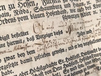 Hessen, Militärabschied eines Angehörigen der Kontinentalarmee im Amerikanischen Unabhängigkeitskrieg 1775-1783.