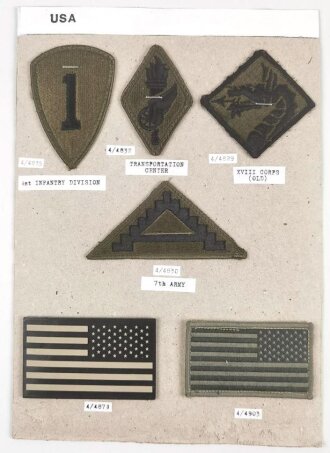 U.S. Army, Sammlung Ärmelabzeichen , auf Karton...