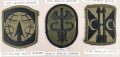 U.S. Army, Sammlung Ärmelabzeichen, Verschiedene Verbände, auf Karton getackert