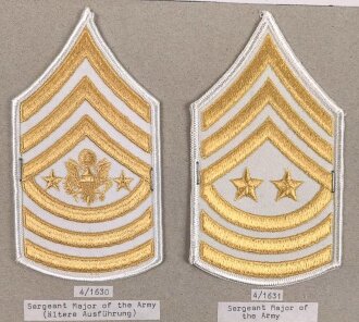 U.S. Army, Sammlung Ärmelabzeichen der Infanterie, auf Karton getackert
