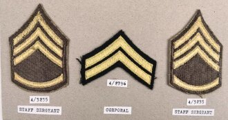 U.S. Army, Sammlung Ärmelabzeichen der Infanterie, auf Karton getackert