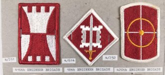 U.S. Army, Sammlung Ärmelabzeichen " Ingenieure ", auf Karton getackert