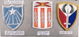 U.S. Army, Sammlung Ärmelabzeichen " Nationalgarde ", auf Karton getackert