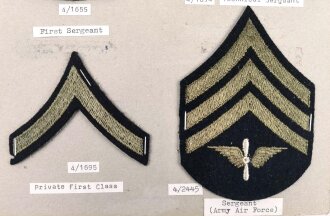 U.S. Army, Sammlung Ärmelabzeichen 1939 - 1945, auf Karton getackert