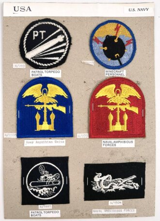 U.S. Navy, Sammlung Ärmelabzeichen, auf Karton...