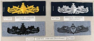 U.S. Navy, Sammlung Abzeichen, auf Karton getackert