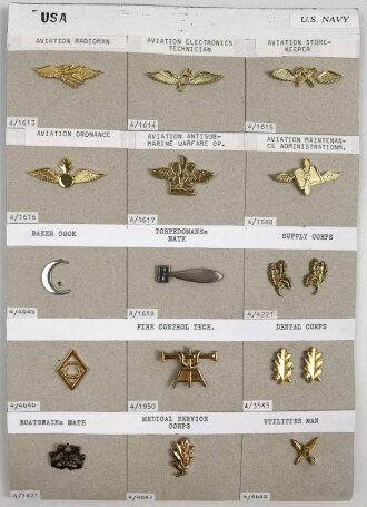 U.S. Navy, Sammlung verschiedener Abzeichen zum Anstecken