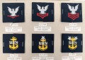 U.S. Navy, Sammlung verschiedener Schulterklappen Überschübe, auf Karton getackert