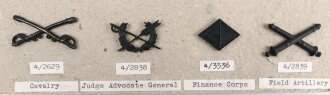 U.S. Army, Sammlung verschiedener Abzeichen " Waffengattungsabzeichen für Offiziere " für den Kampfanzug