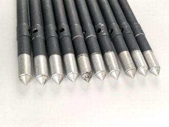 10 Stück Antennensegmente für Tornisterfunkgerät der Wehrmacht. NEUZEITLICHE REPRODUKTION aus Leichtmetall