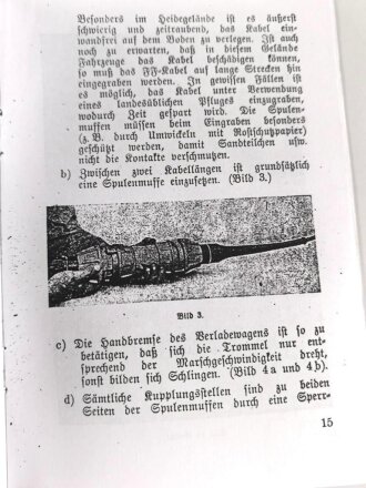 REPRODUKTION H.Dv. 421/3b "Ausbildungsvorschrift für die Nachrichtentruppe Heft 2b Feldfernkabelbau", 31 Seiten, DIN A6