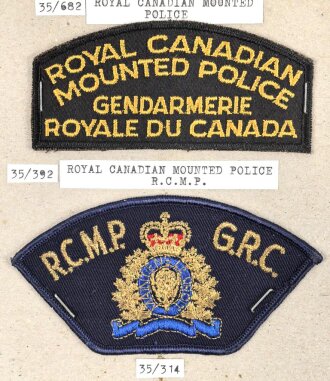 Canada Polizei, Sammlung Abzeichen/ Ärmelabzeichen und Kragenabzeichen, auf Karton getackert