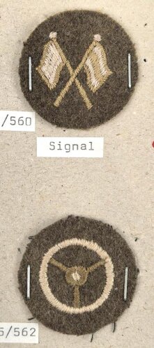 Canada Army, Sammlung Tätigkeitsabzeichen für Battle Dress von 1956 - 1968, auf Karton getackert