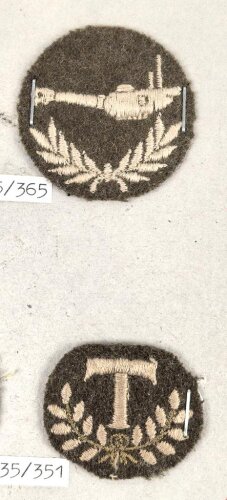 Canada Army, Sammlung Tätigkeitsabzeichen für Battle Dress von 1956 - 1968, auf Karton getackert