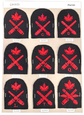 Canada Marine, Sammlung Abzeichen/ Ärmelabzeichen, auf Karton getackert