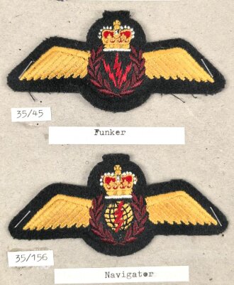 Canada Luftwaffe, Sammlung Abzeichen, auf Karton getackert