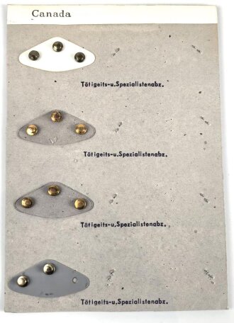 Canada Luftwaffe, Sammlung Abzeichen, auf Karton getackert