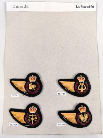Canada Luftwaffe, Sammlung Abzeichen, auf Karton getackert