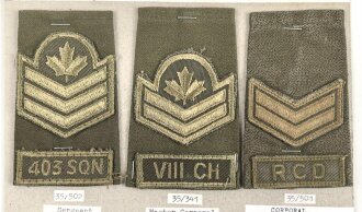 Canada Heer, Sammlung Rangabzeichen für die Drillich...
