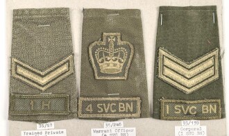 Canada Heer, Sammlung Rangabzeichen für die Drillich Uniform, auf Karton getackert