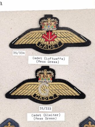 Canada Luftwaffe, Sammlung Pilotenschwingen, auf Karton...