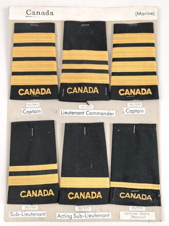 Canada Marine, Sammlung Rangabzeichen, auf Karton getackert