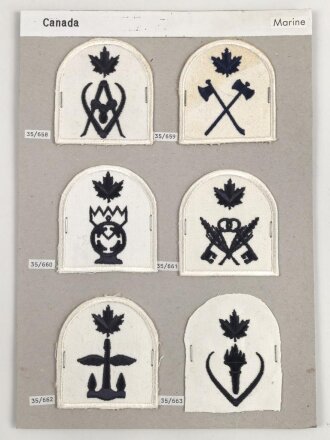 Canada Marine, Sammlung Ärmelabzeichen, auf Karton...