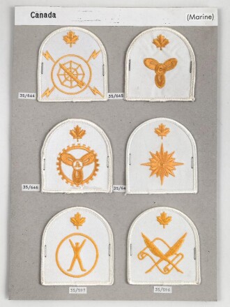 Canada Marine, Sammlung Ärmelabzeichen, auf Karton getackert